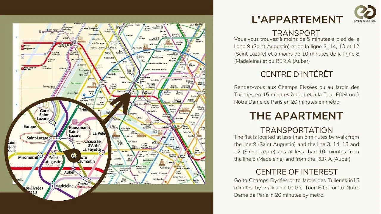 42.Studio 4Pers#Madeleine#Gallerie La Fayette パリ